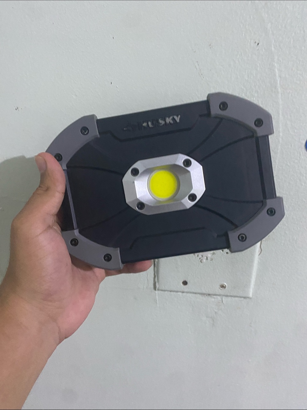 Husky Rugged LED Work Light - Black and Gray with Yellow COB WORKS